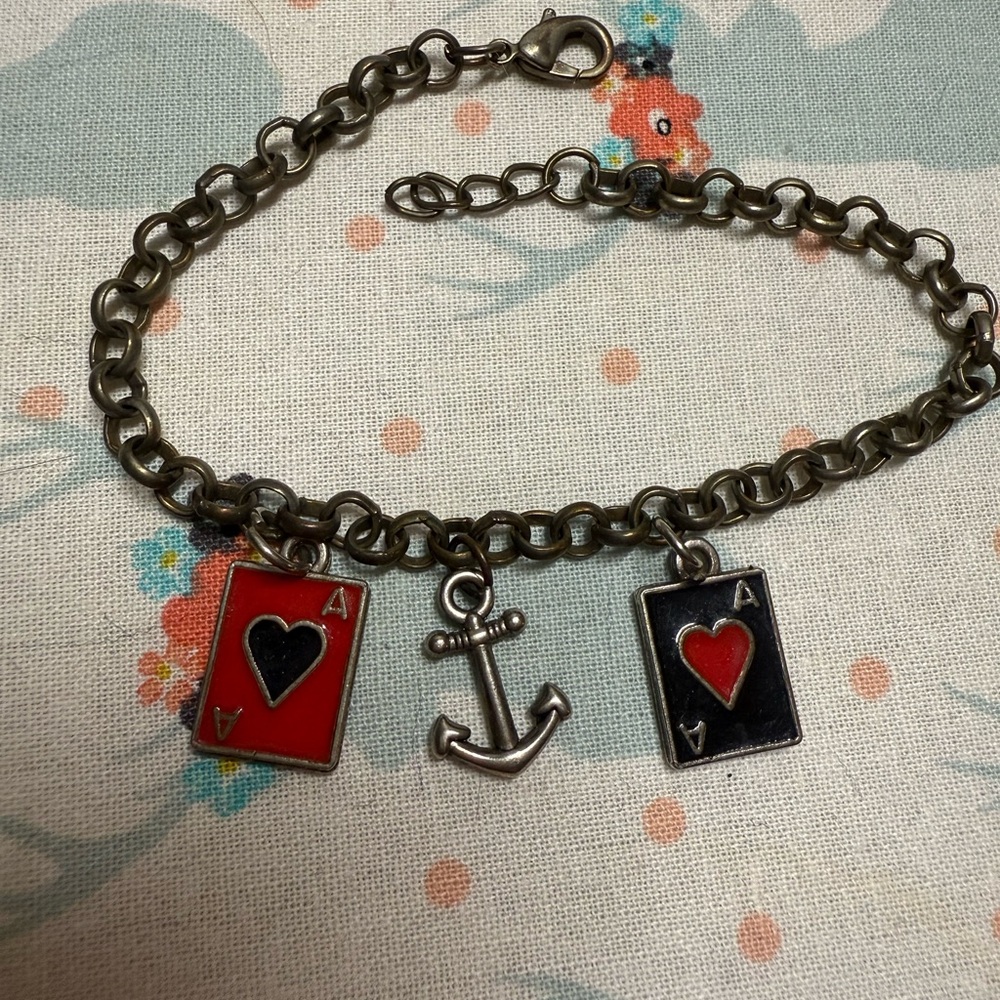 Anchor and Playing Card Charm Bracelet